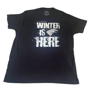 Game Of Thrones Men XL T Shirt Winter Is Here House Stark Graphic Black